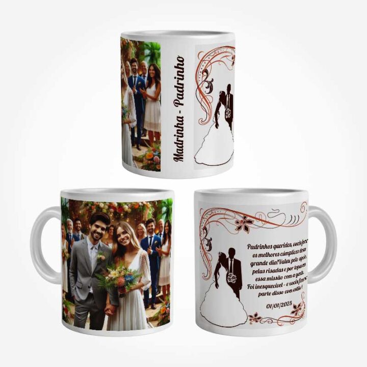 Caneca Personalizada Casamento-Padrinhos