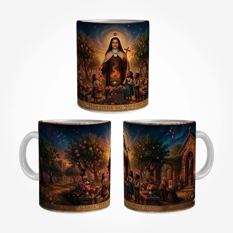 Caneca Santa Terezinha do Menino Jesus Arte Panorâmica 325 ml