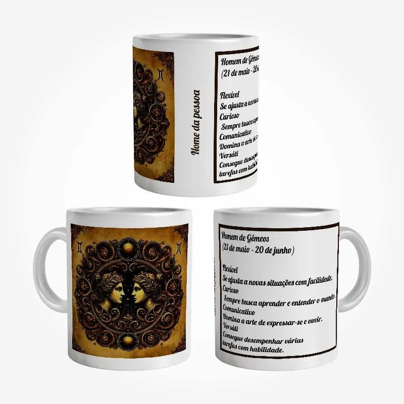 Caneca Personalizada Homem de Gêmeos com Nome 325 ml - Imagem 3