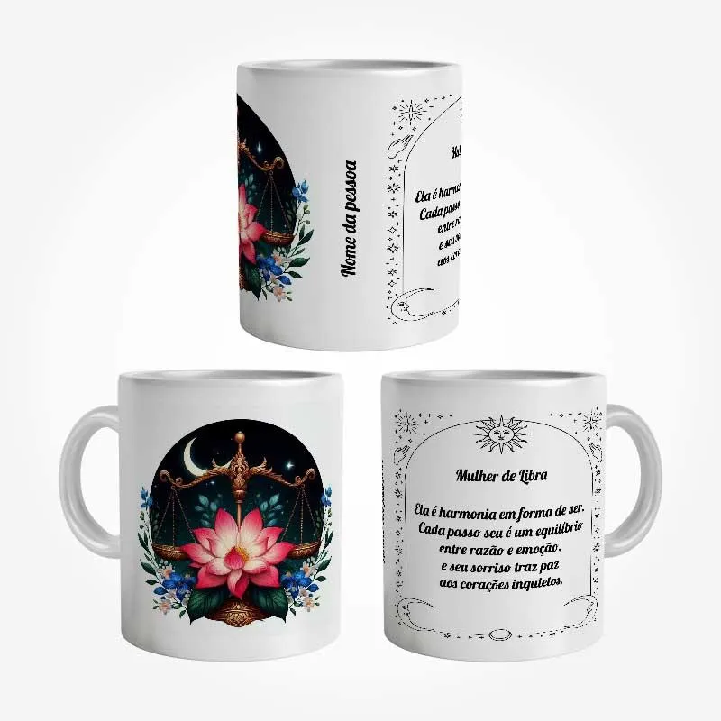 Caneca Personalizada Mulher de Libra com Nome 325 ml - Imagem 3