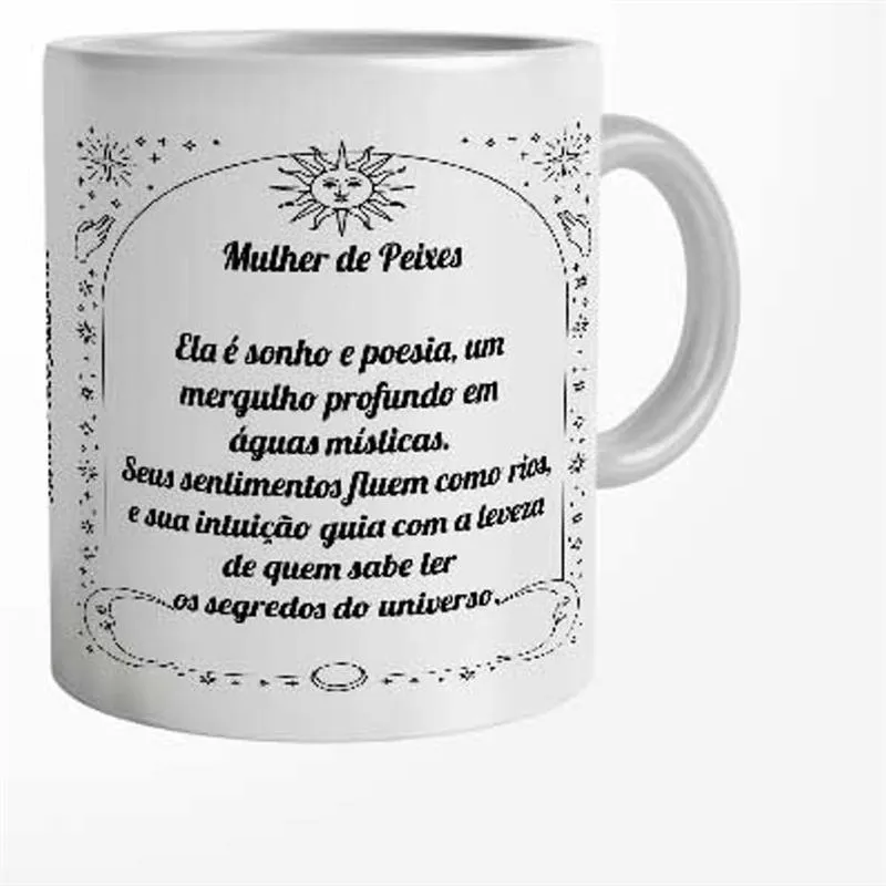 Caneca Personalizada Mulher de Peixes com Nome 325 ml - Imagem 2