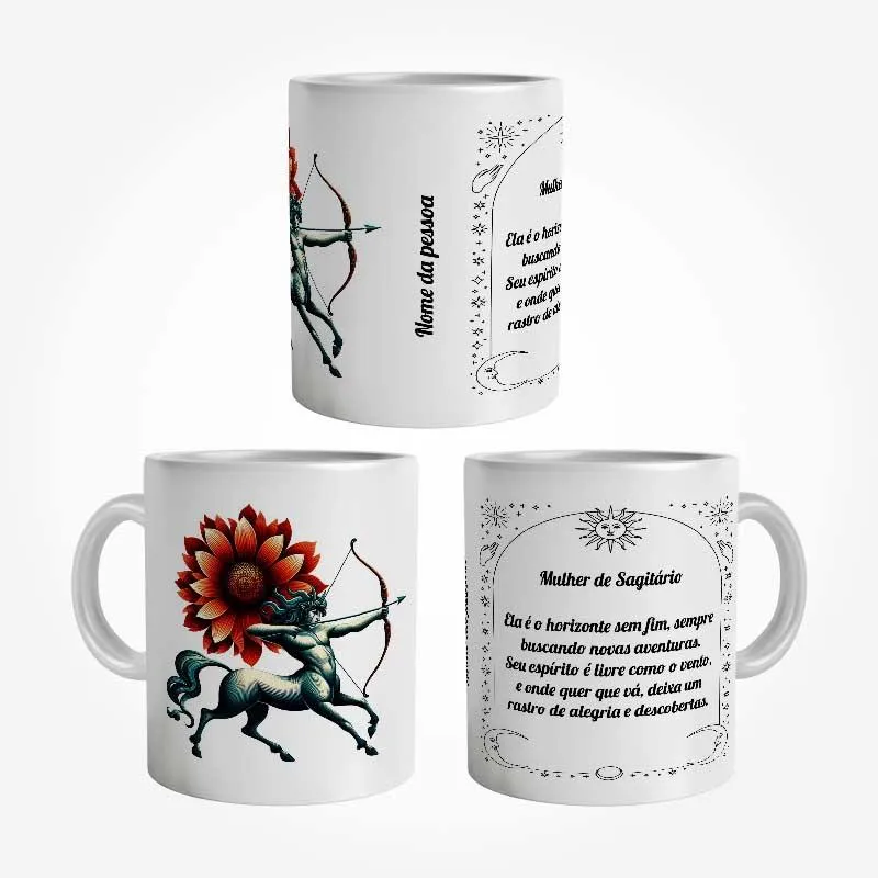 Caneca Personalizada Mulher de Sagitário com Nome 325 ml - Imagem 3