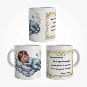 Caneca Convite Padrinho de Batismo Menino