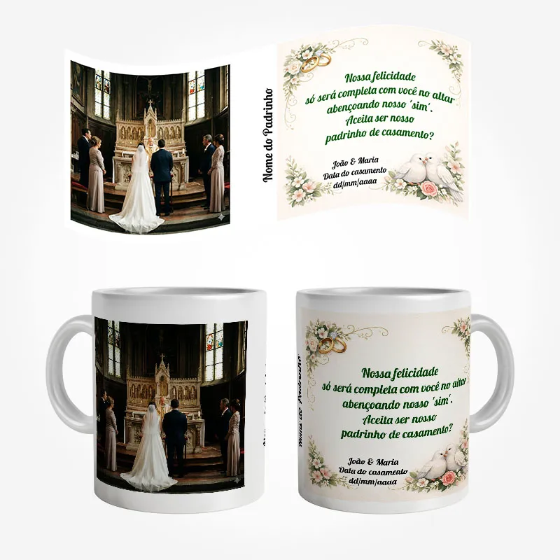 Caneca Convite Padrinho de Casamento